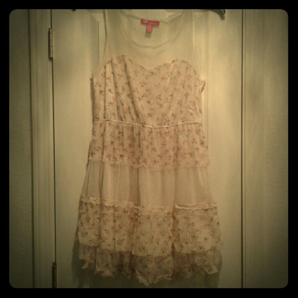 Cream Ruffled Mini Dress